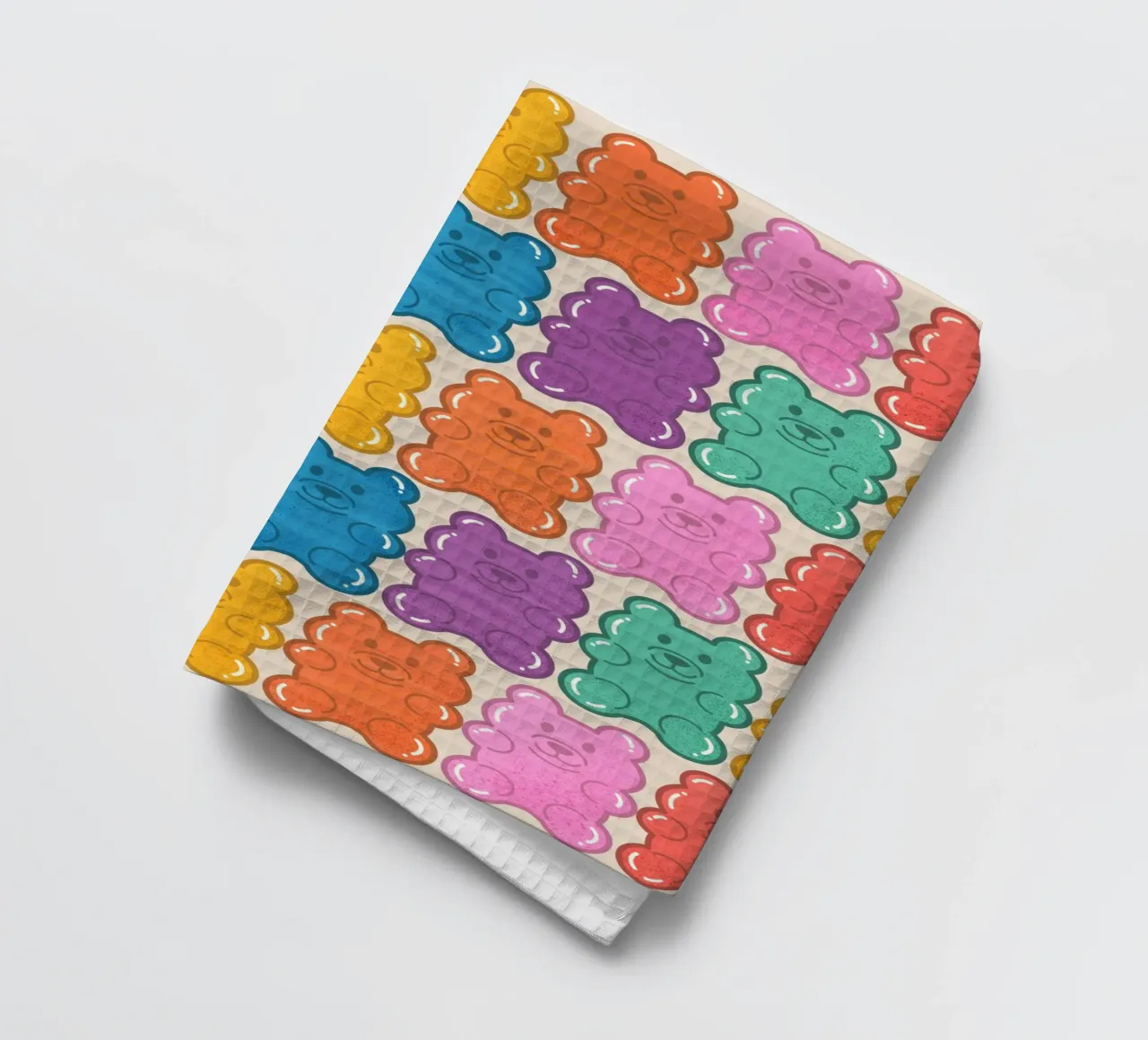 Colorful Gummy Bear Pattern – Fun & Playful Retro Print canovaccio da cucina da showmemars