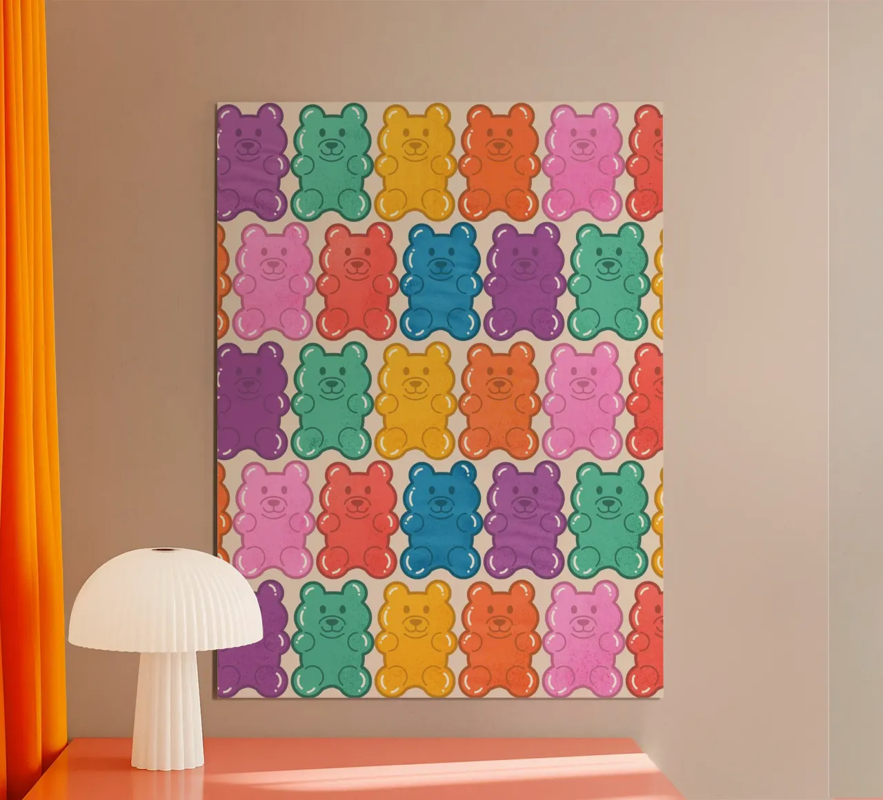 Colorful Gummy Bear Pattern – Fun & Playful Retro Print carta hahnemühle da showmemars