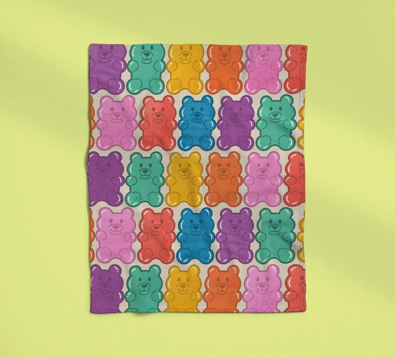 Colorful Gummy Bear Pattern – Fun & Playful Retro Print coperta in pile da showmemars