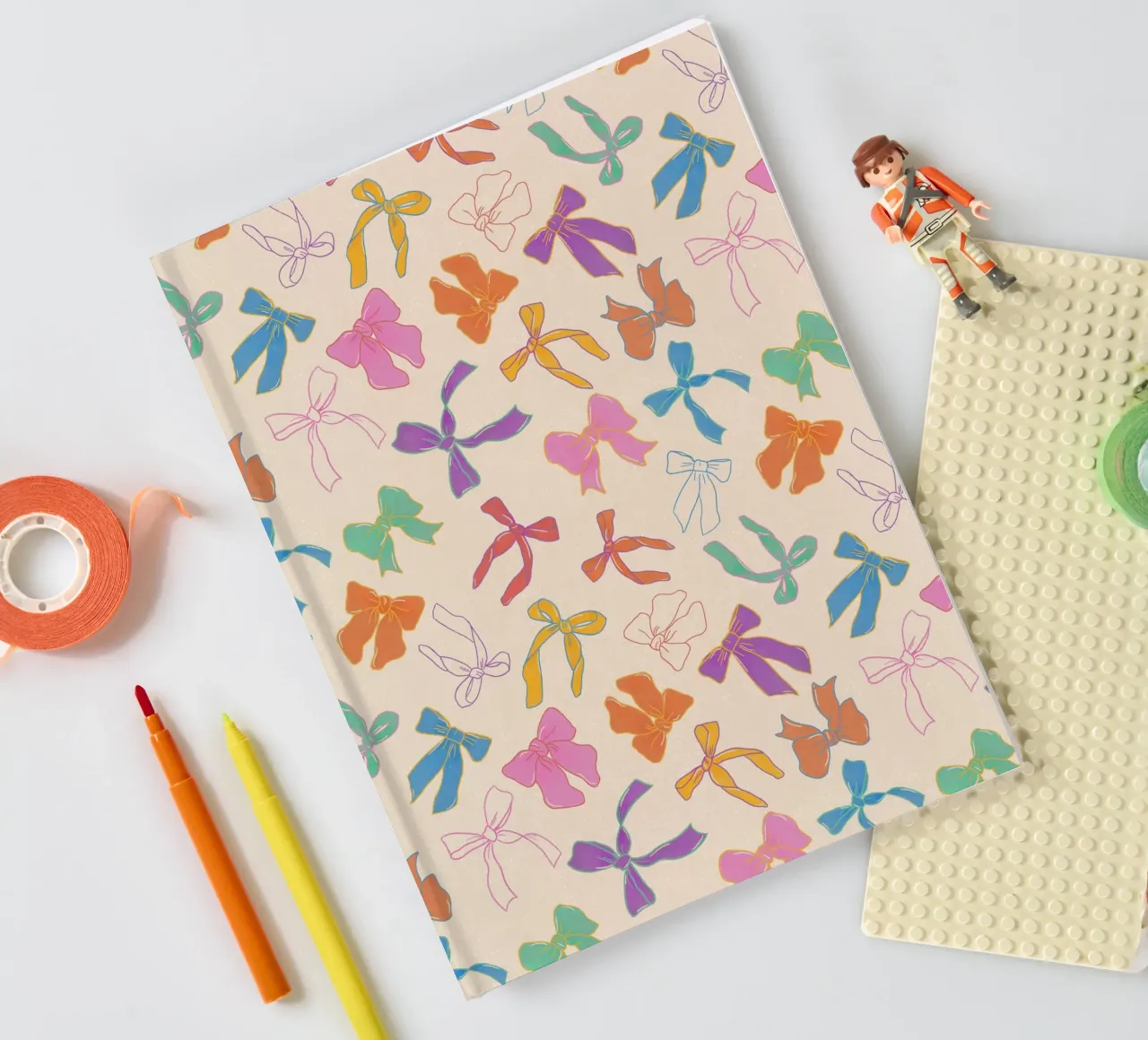 Hand-Drawn Bow Pattern – Vintage Preppy Aesthetic notebook by showmemars