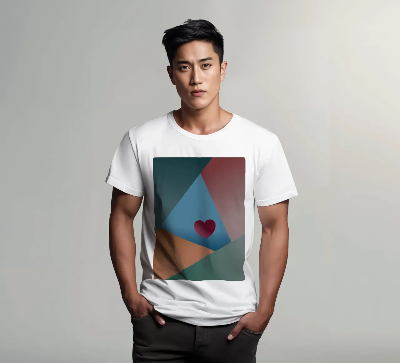 Forme geometriche colorate e un cuore rosso t-shirt da Something for you