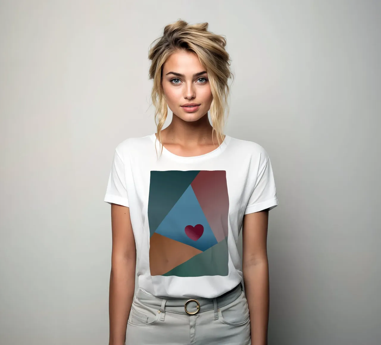 Forme geometriche colorate e un cuore rosso t-shirt da donna da Something for you