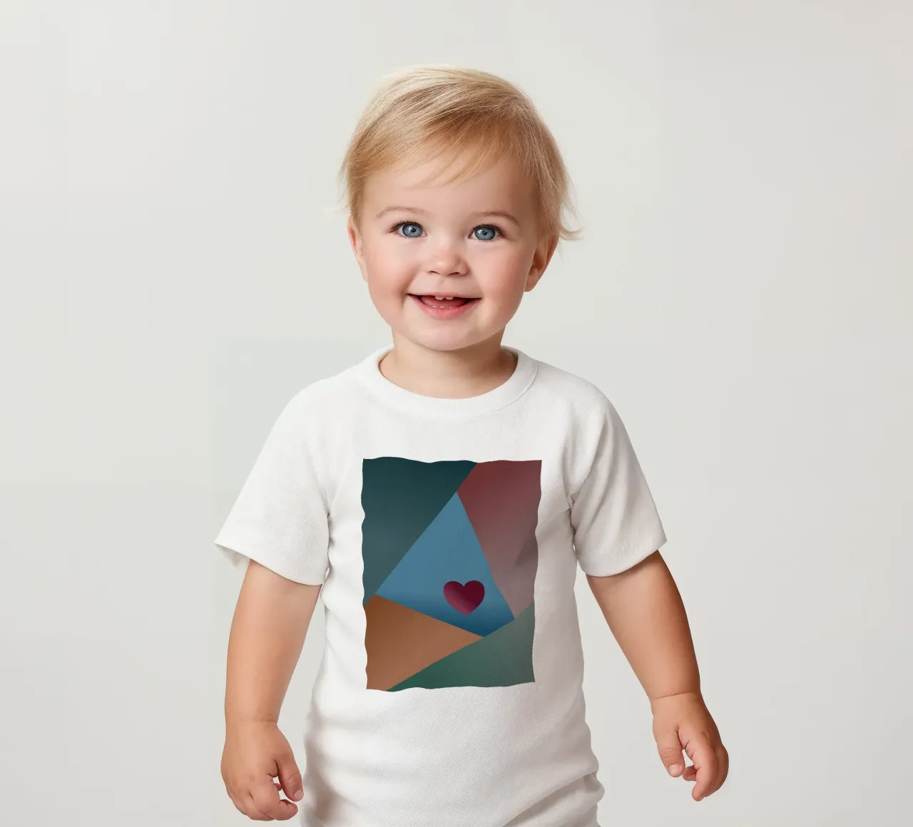 Forme geometriche colorate e un cuore rosso maglietta neonato da Something for you