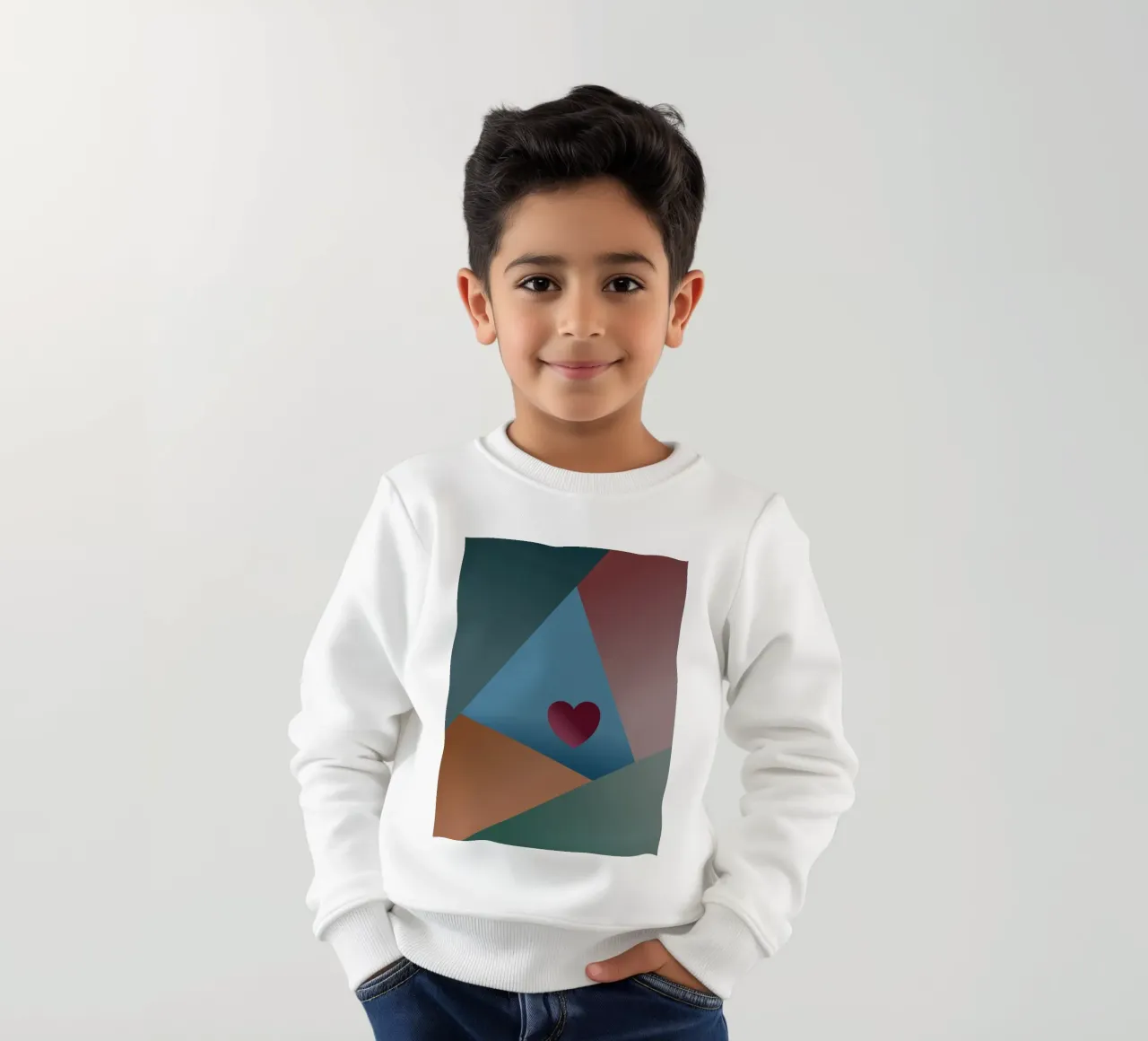 Forme geometriche colorate e un cuore rosso felpa bambino da Something for you