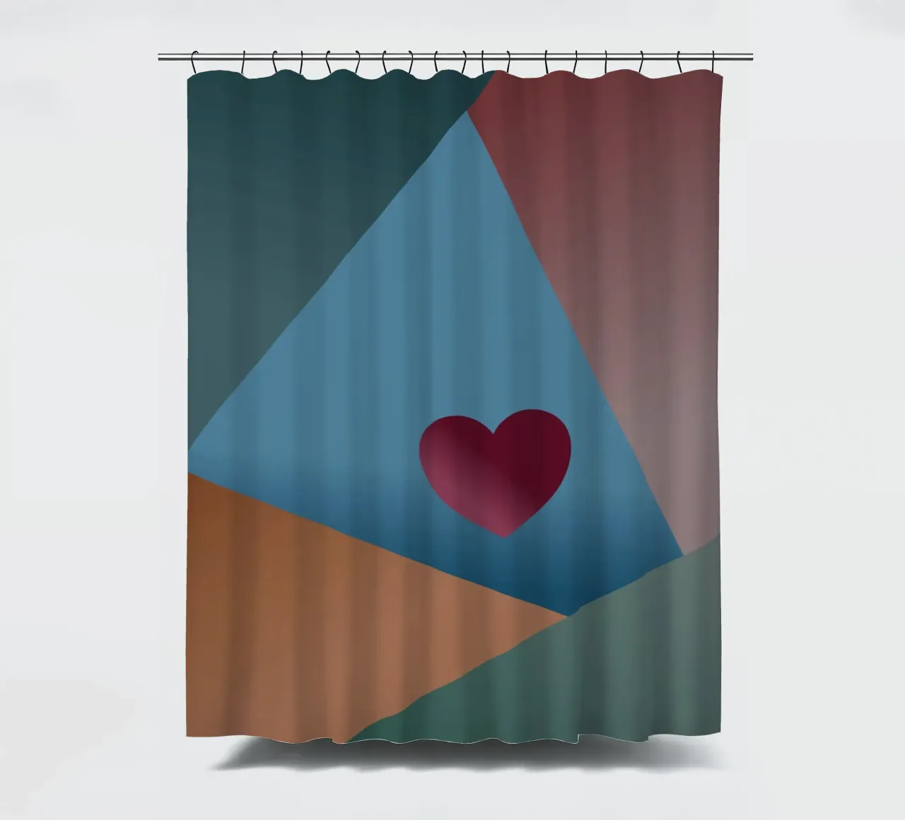 Forme geometriche colorate e un cuore rosso tenda da doccia da Something for you