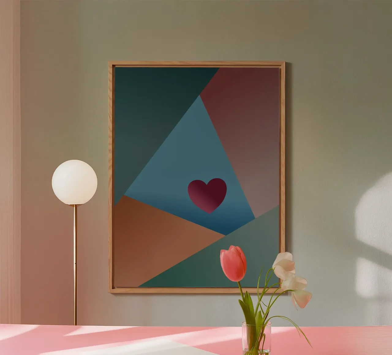 Forme geometriche colorate e un cuore rosso alluminio dibond da Something for you