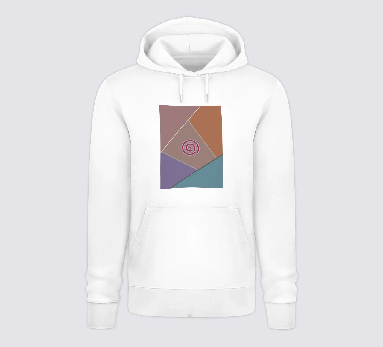 Forme geometriche colorate e una spirale rosa felpa con cappuccio da Something for you
