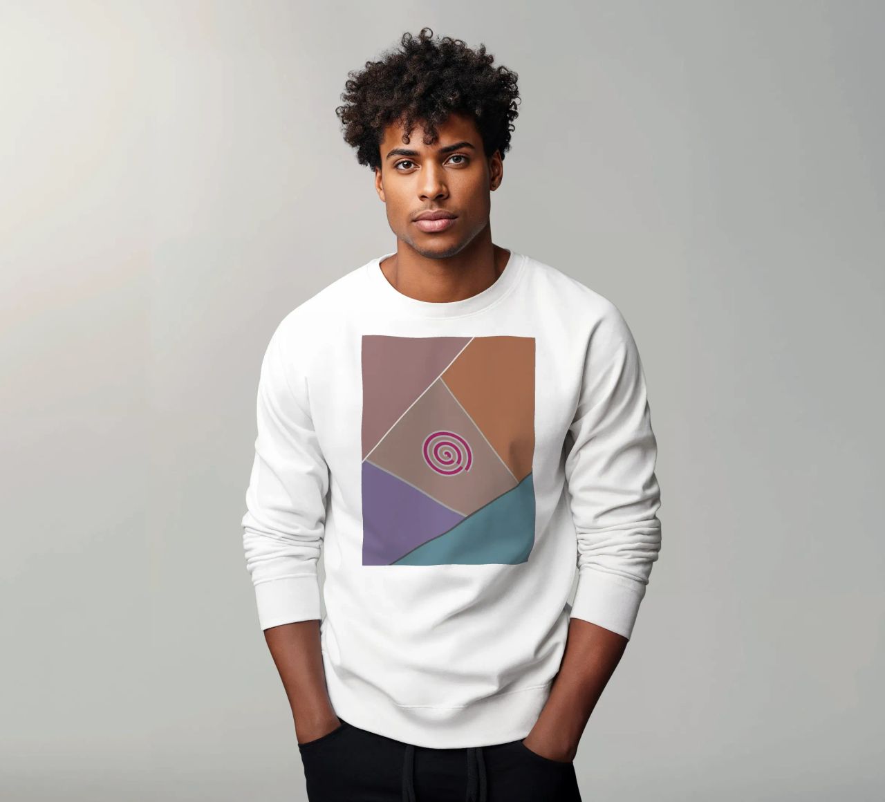 Forme geometriche colorate e una spirale rosa felpa da Something for you