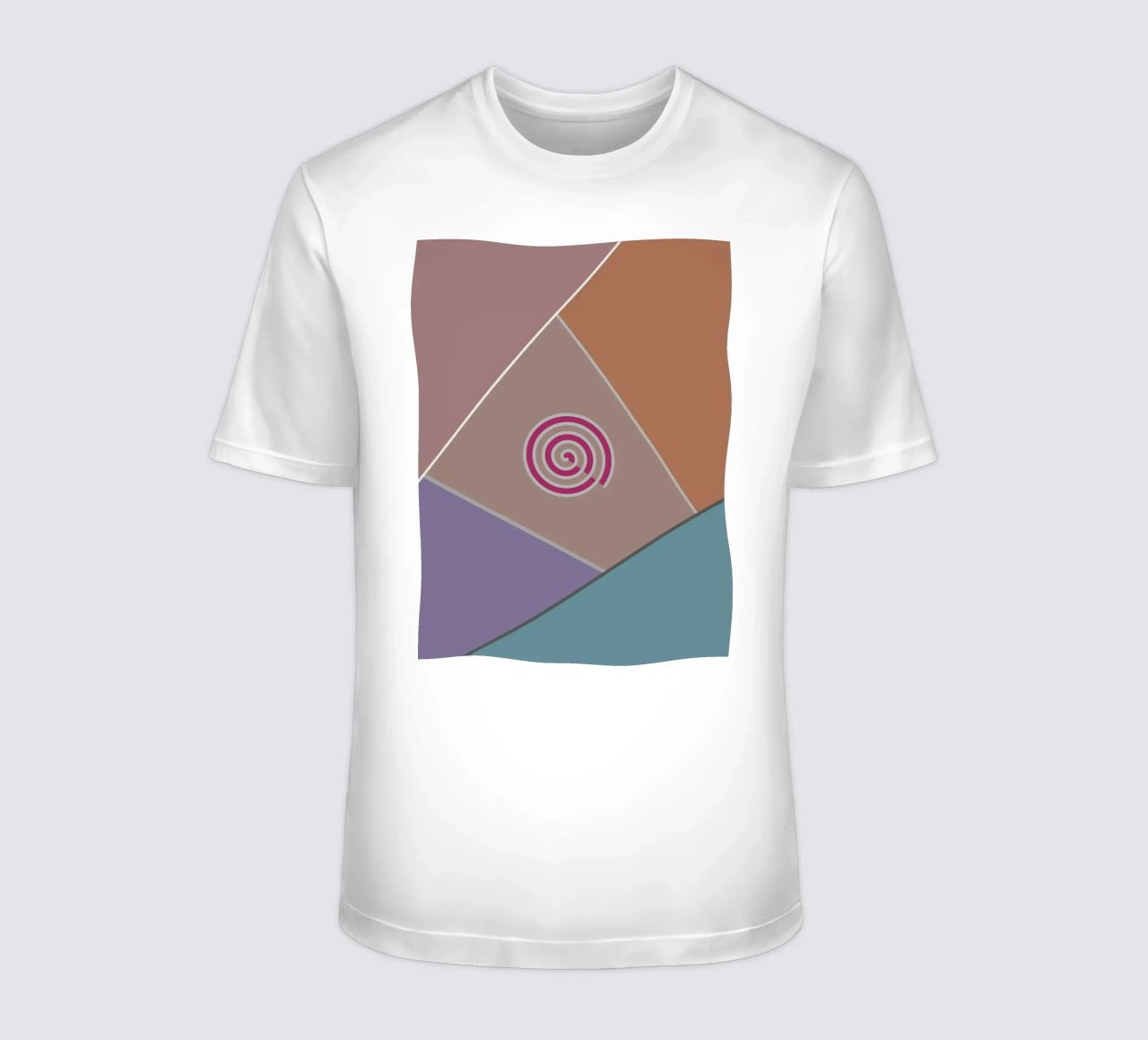 Forme geometriche colorate e una spirale rosa t-shirt da Something for you