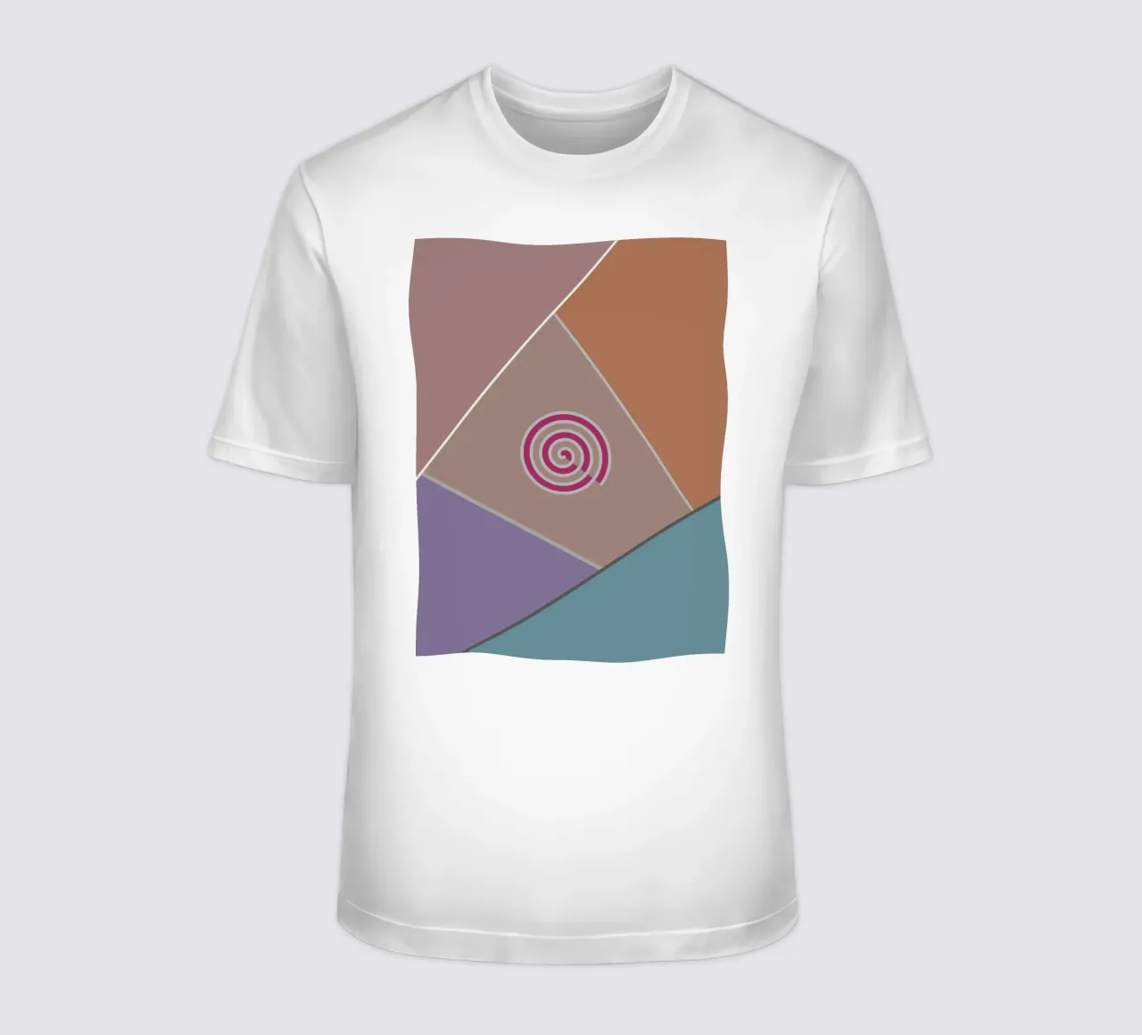 Forme geometriche colorate e una spirale rosa t-shirt da Something for you