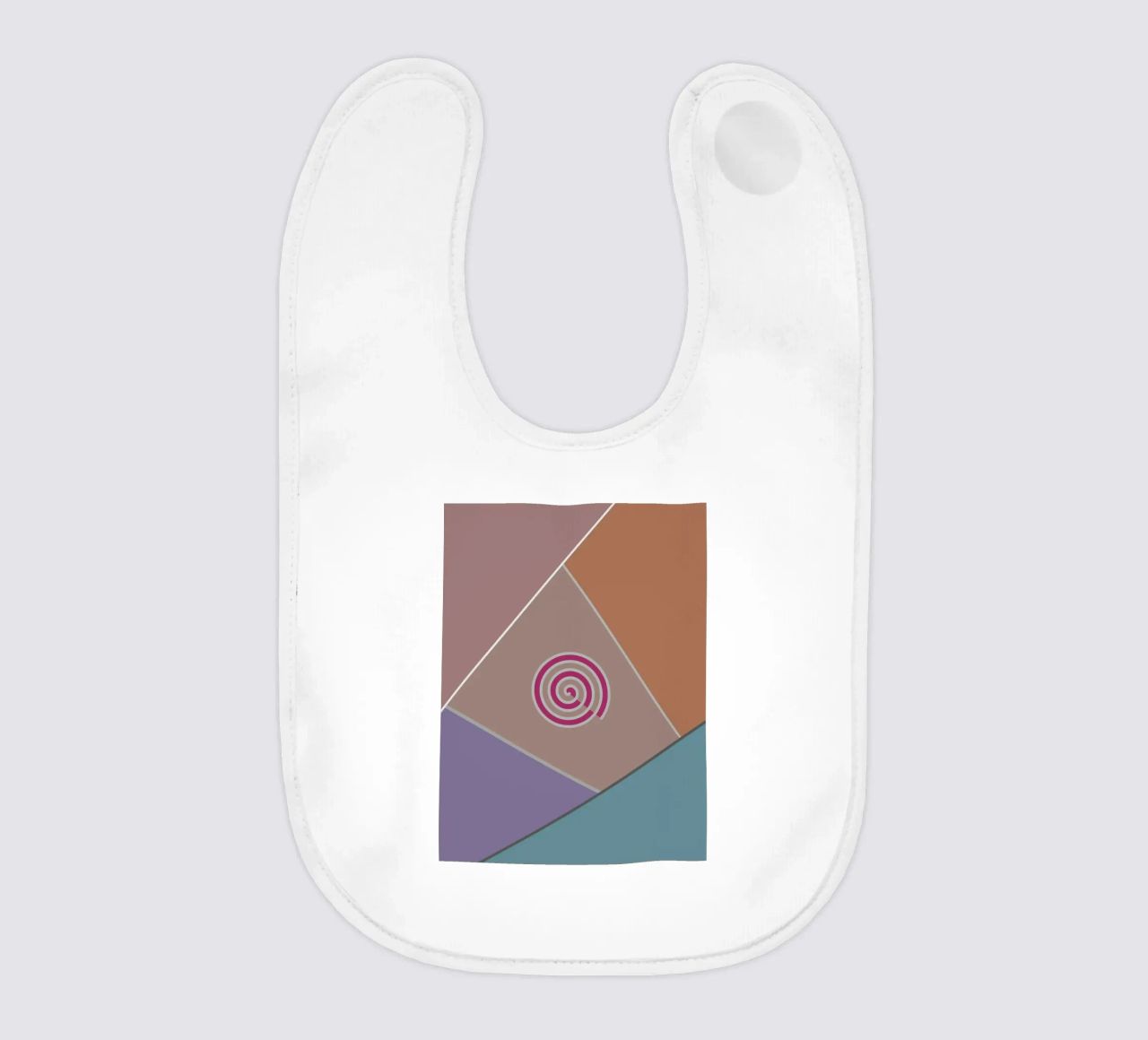 Forme geometriche colorate e una spirale rosa bavaglino da Something for you