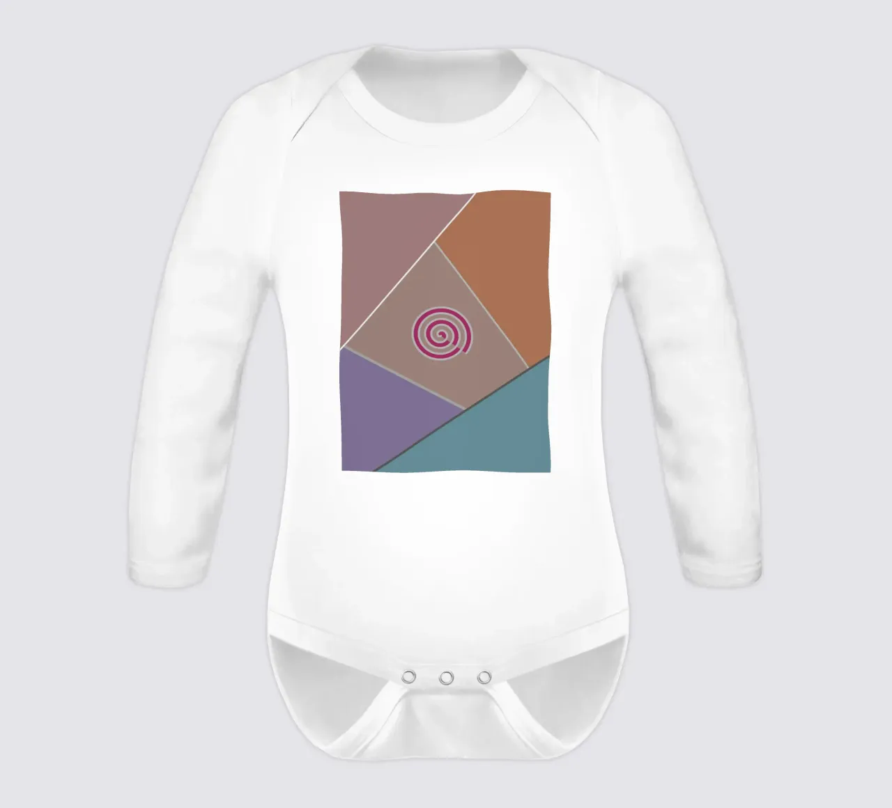 Forme geometriche colorate e una spirale rosa body neonato maniche lunghe da Something for you