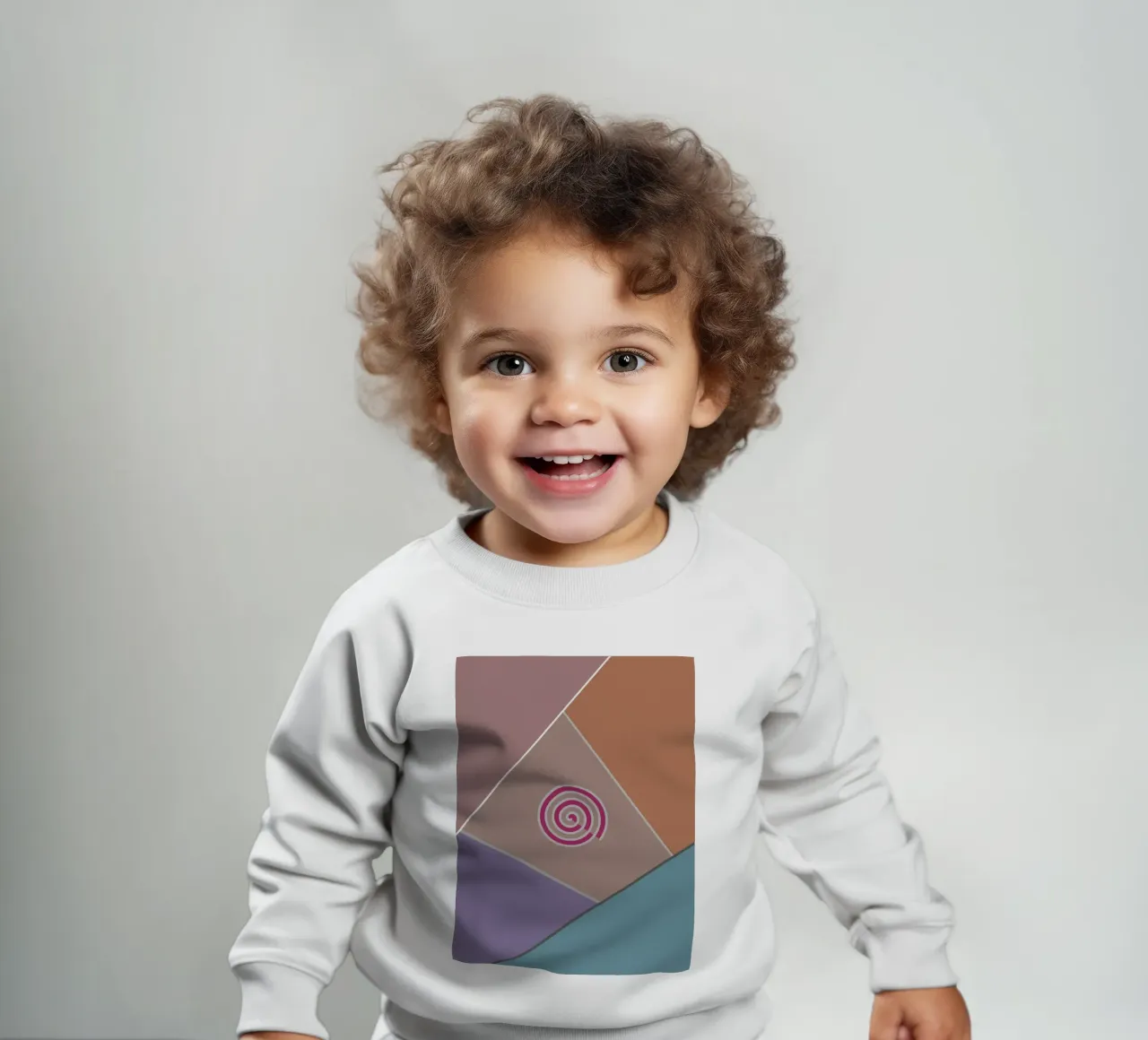 Forme geometriche colorate e una spirale rosa felpa neonato da Something for you