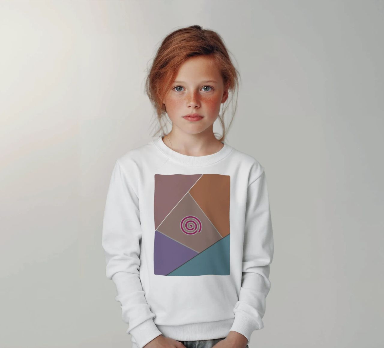 Forme geometriche colorate e una spirale rosa felpa bambino da Something for you