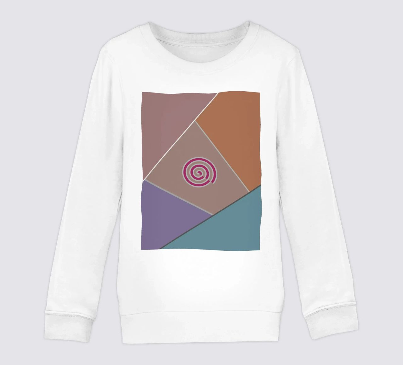 Forme geometriche colorate e una spirale rosa felpa bambino da Something for you
