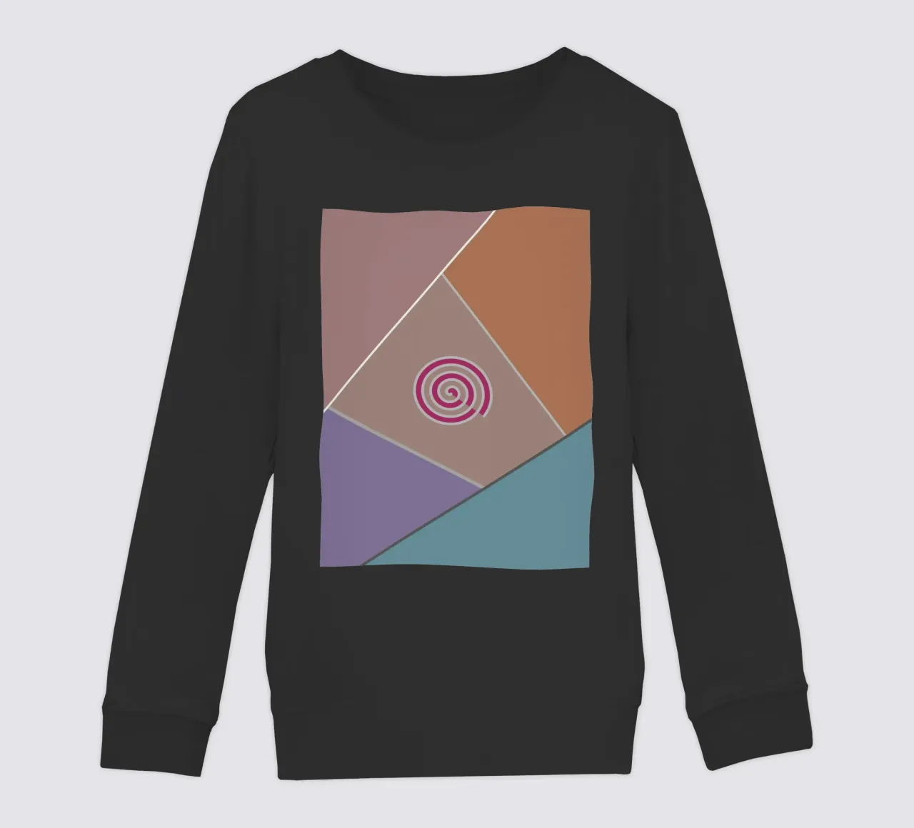Forme geometriche colorate e una spirale rosa felpa bambino da Something for you