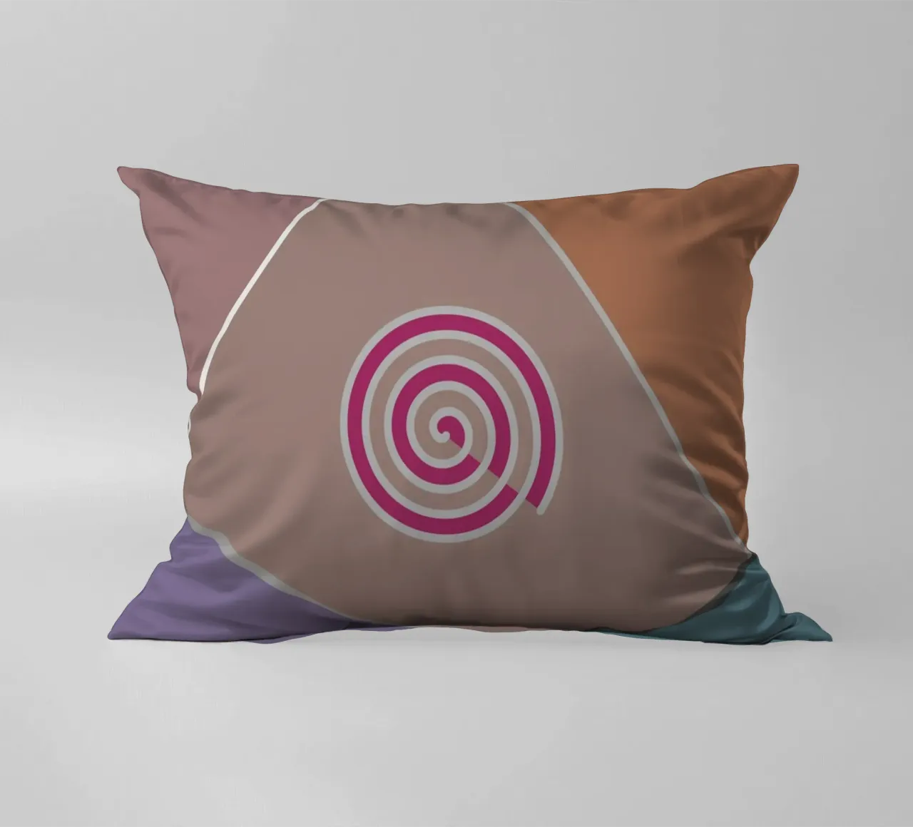 Forme geometriche colorate e una spirale rosa cuscino da Something for you