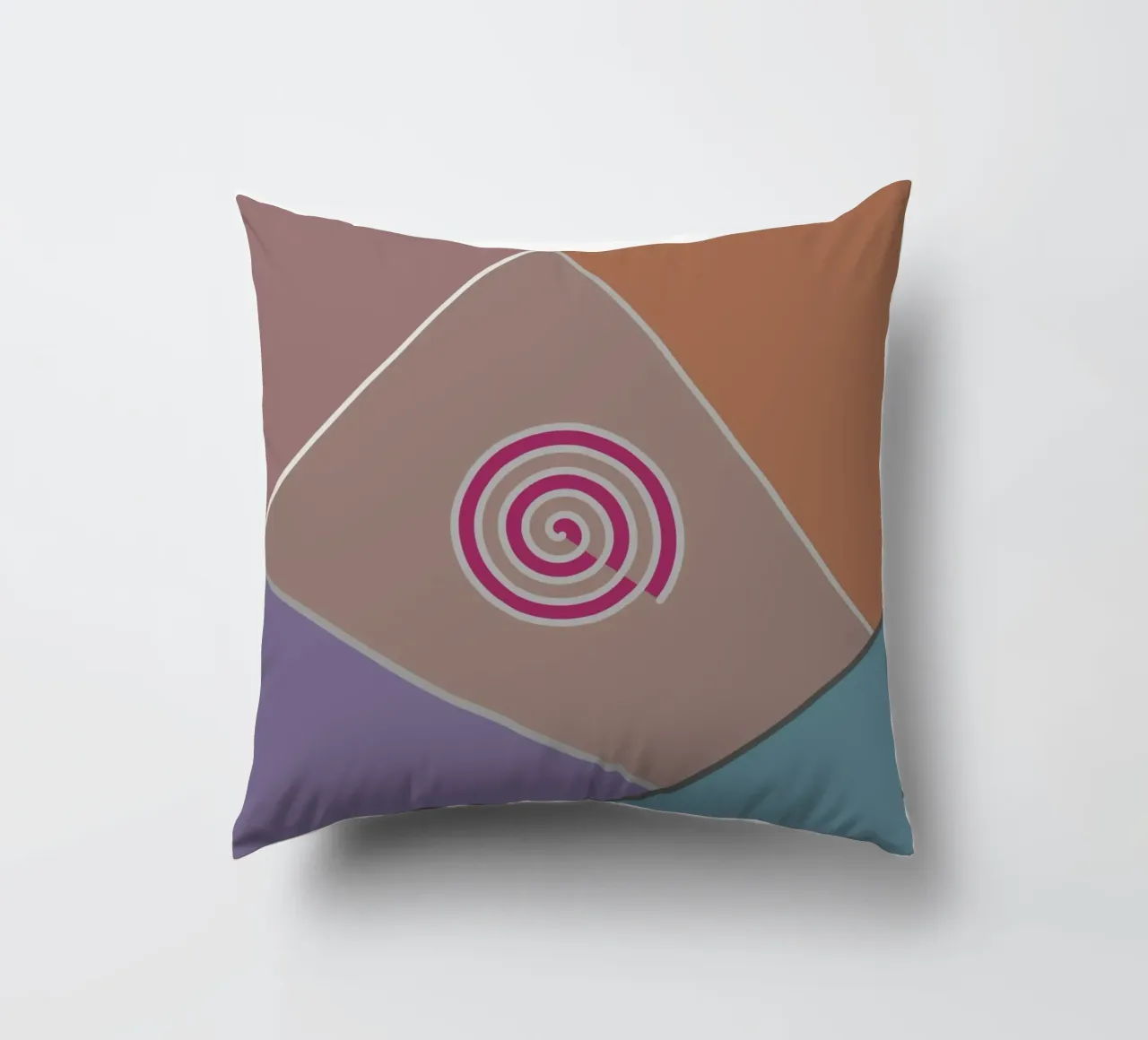 Forme geometriche colorate e una spirale rosa cuscino da Something for you