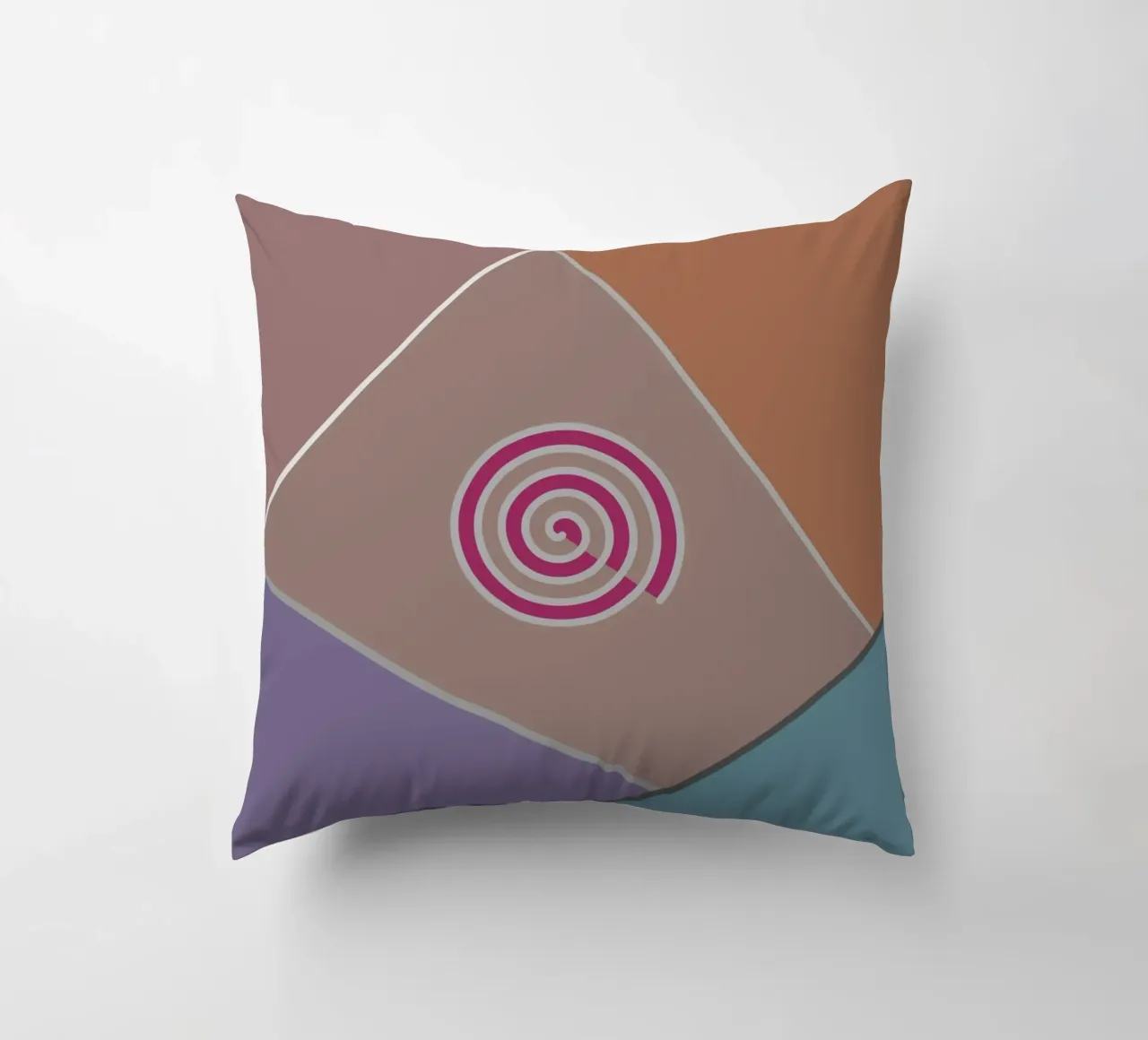 Forme geometriche colorate e una spirale rosa cuscino da Something for you