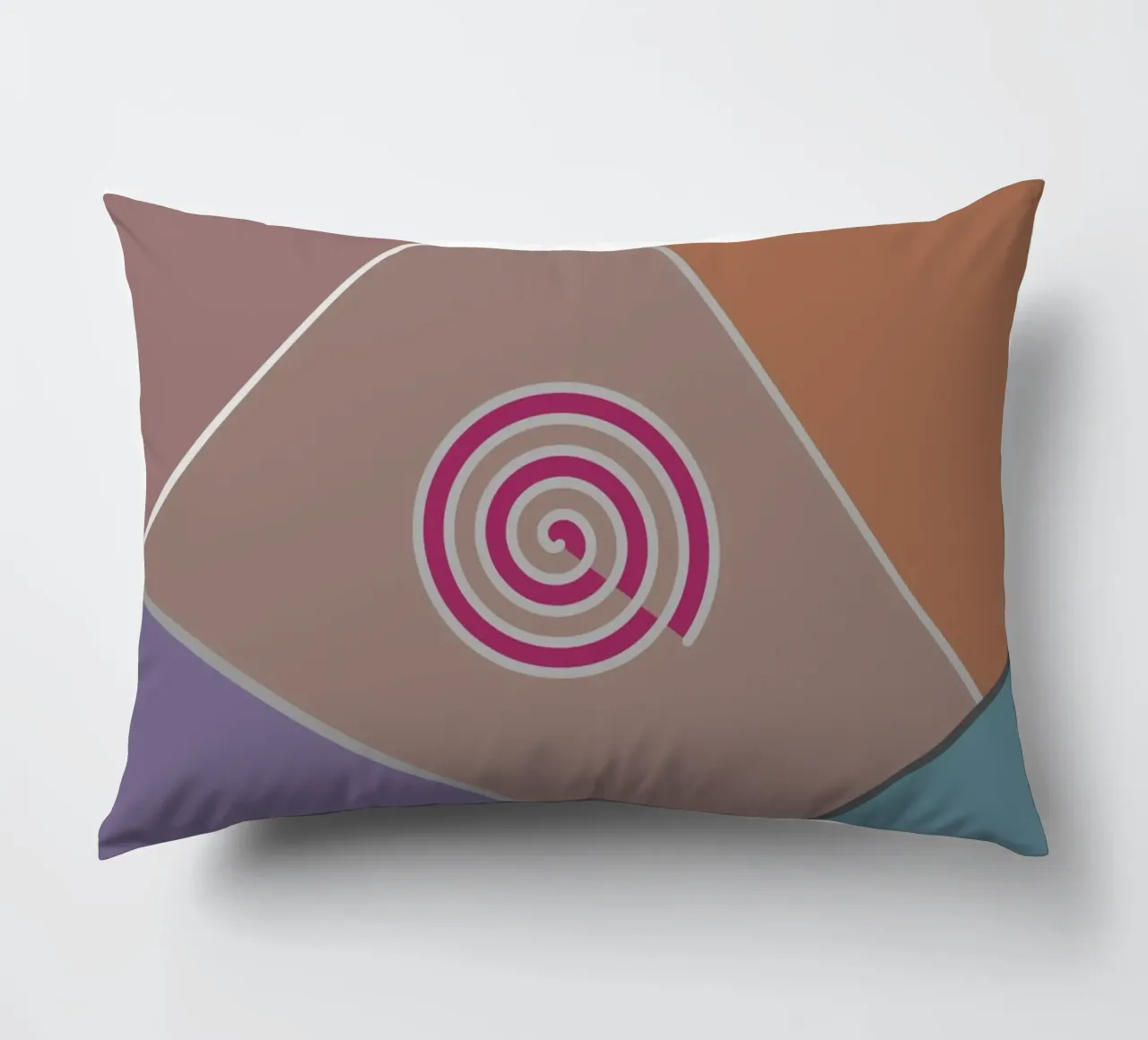 Forme geometriche colorate e una spirale rosa cuscino da Something for you