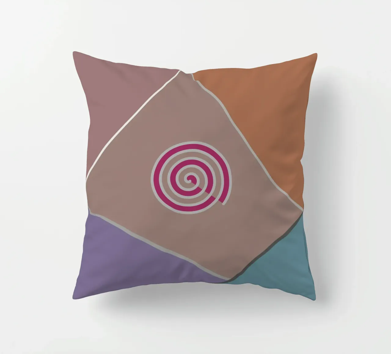 Forme geometriche colorate e una spirale rosa cuscino da Something for you