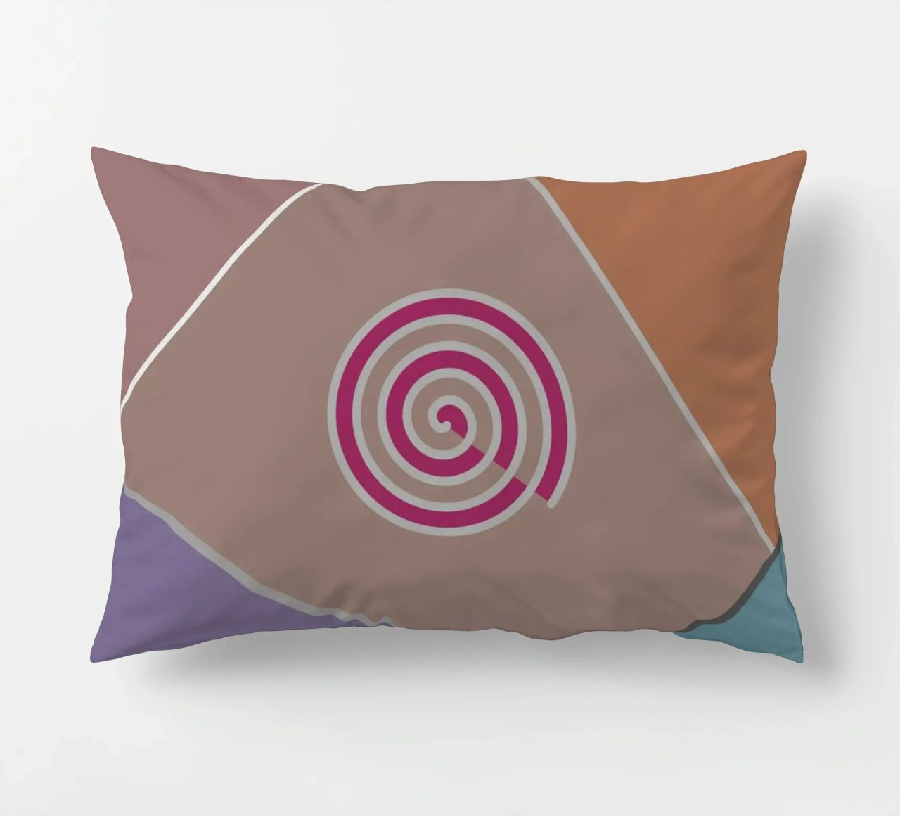 Forme geometriche colorate e una spirale rosa cuscino da Something for you