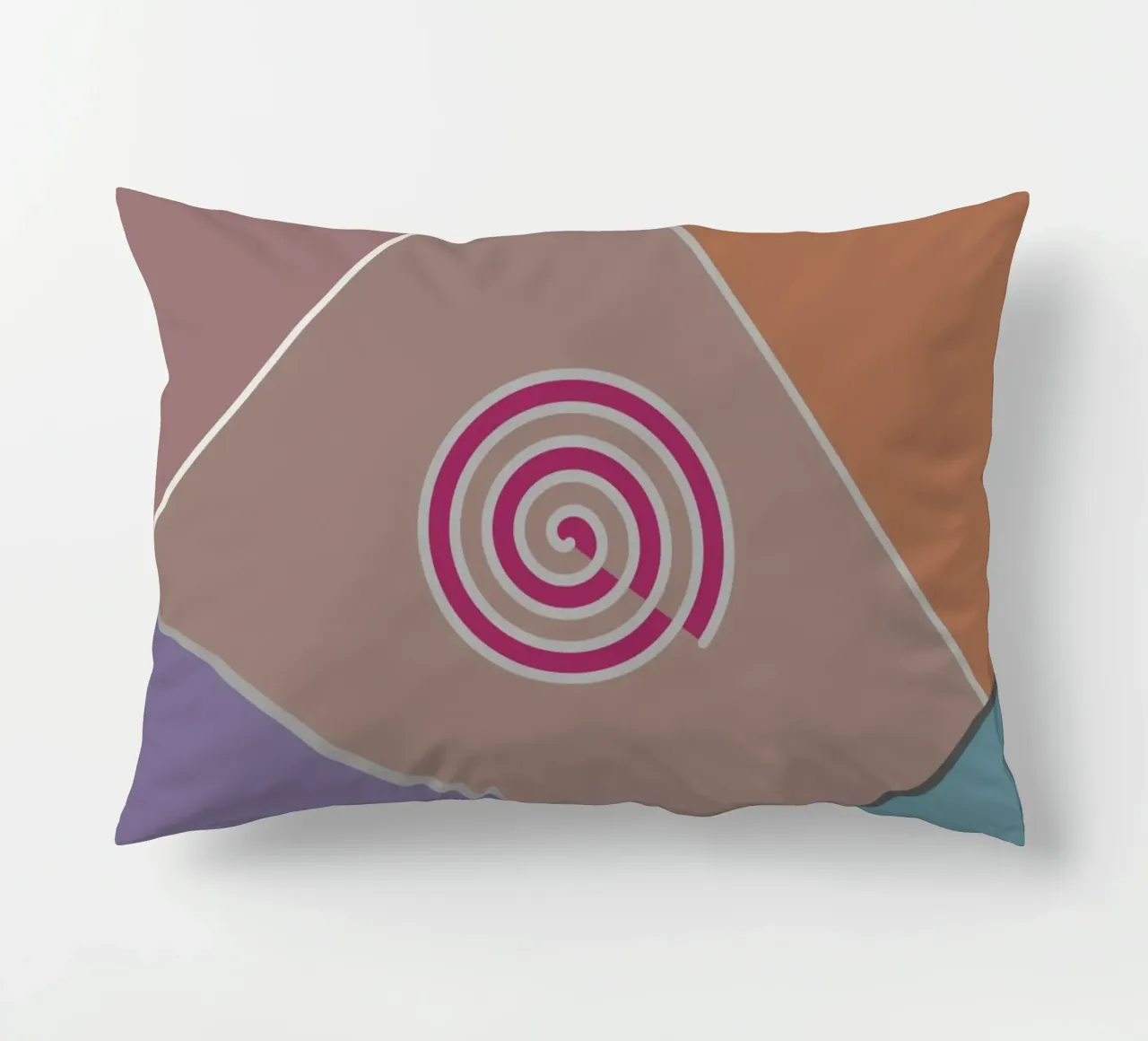 Forme geometriche colorate e una spirale rosa cuscino da Something for you