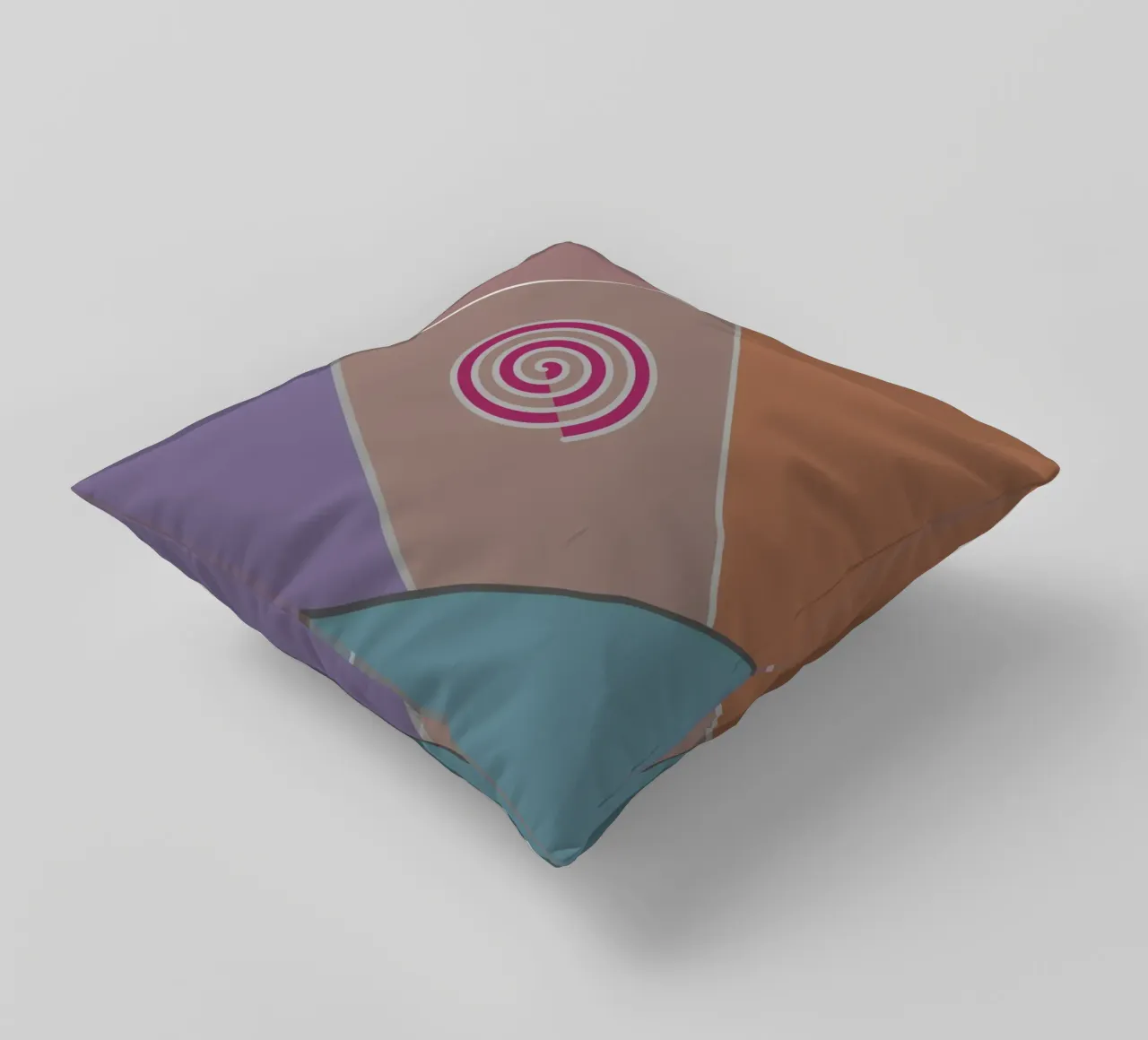 Forme geometriche colorate e una spirale rosa cuscino da Something for you