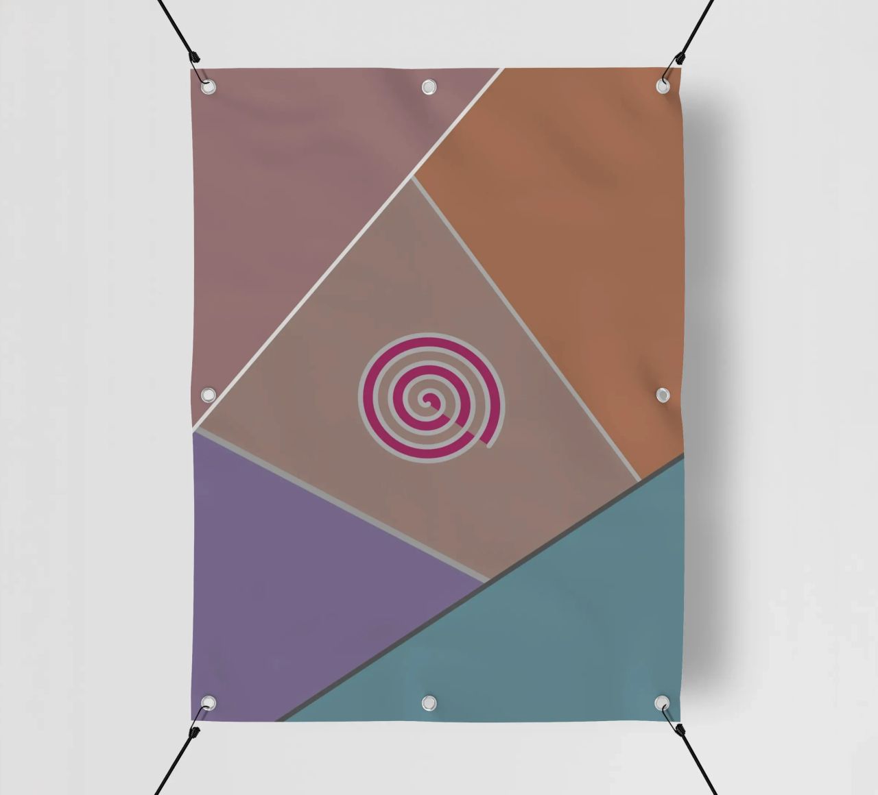 Forme geometriche colorate e una spirale rosa telo in pvc da Something for you