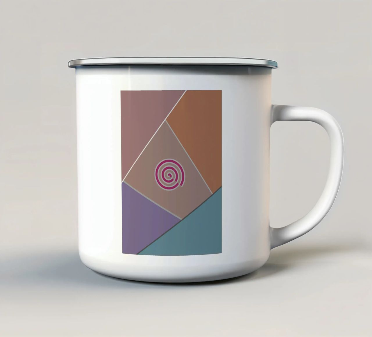 Forme geometriche colorate e una spirale rosa tazza in smalto da Something for you