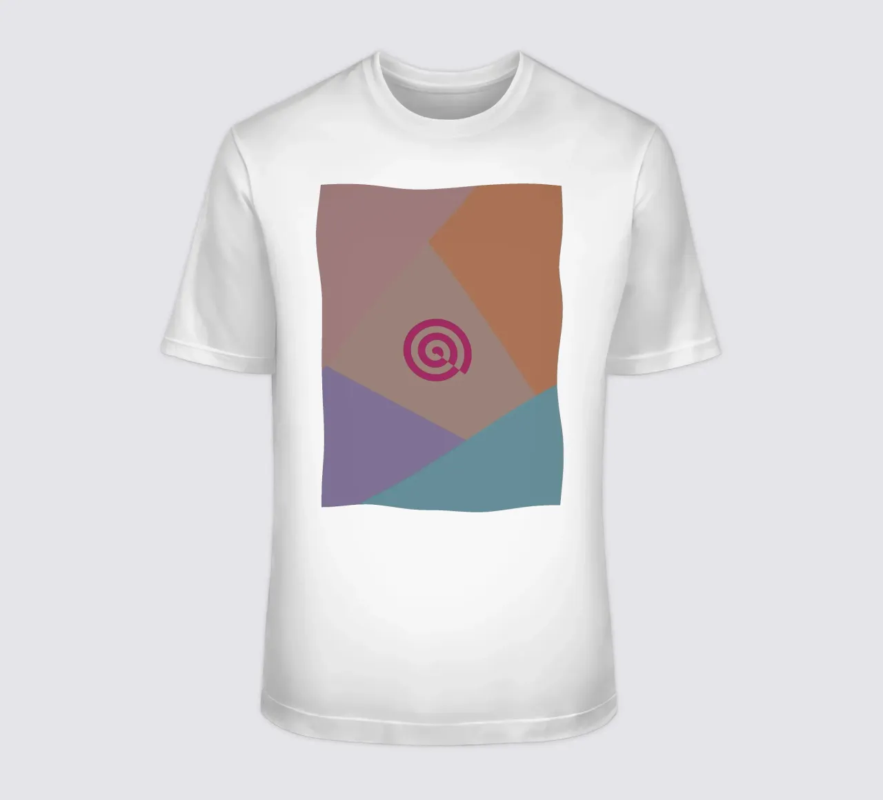 Forme geometriche colorate e una spirale rosa t-shirt da Something for you