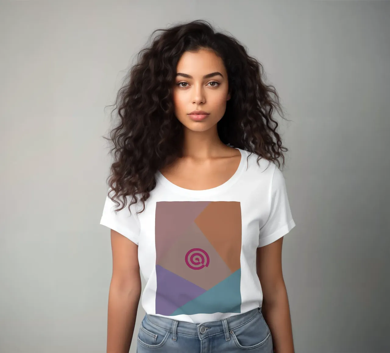 Forme geometriche colorate e una spirale rosa t-shirt da donna da Something for you
