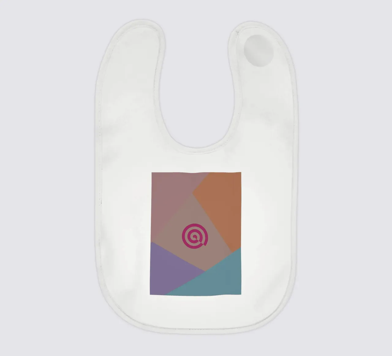 Forme geometriche colorate e una spirale rosa bavaglino da Something for you