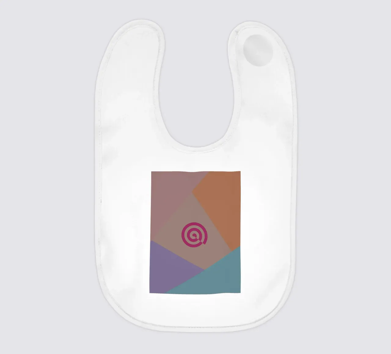 Forme geometriche colorate e una spirale rosa bavaglino da Something for you