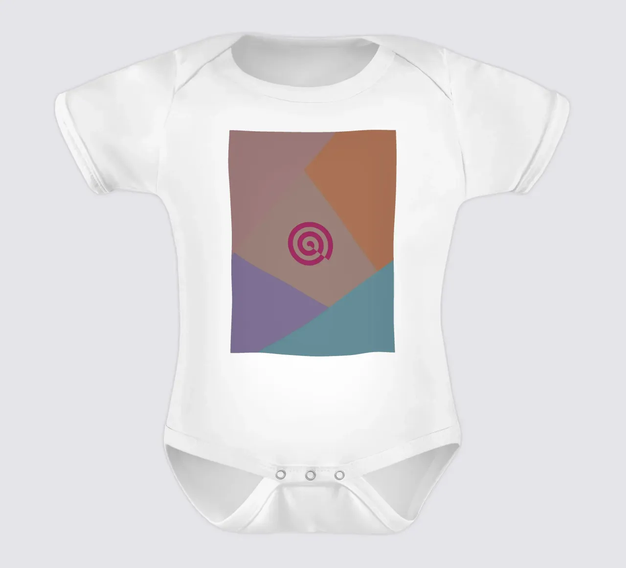 Forme geometriche colorate e una spirale rosa body neonato maniche corte da Something for you