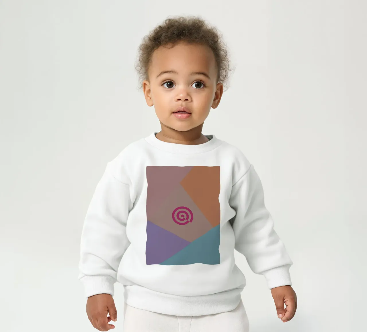 Des formes géométriques colorées et une spirale rose sweat pour bébé de Something for you