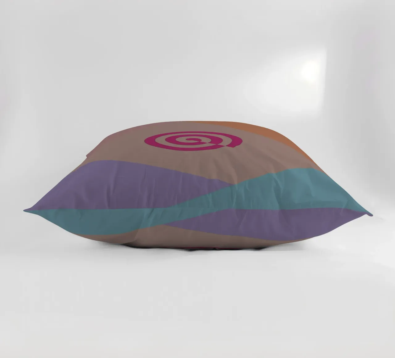 Colourful geometric shapes and a pink spiral decorative cushion by Something for you