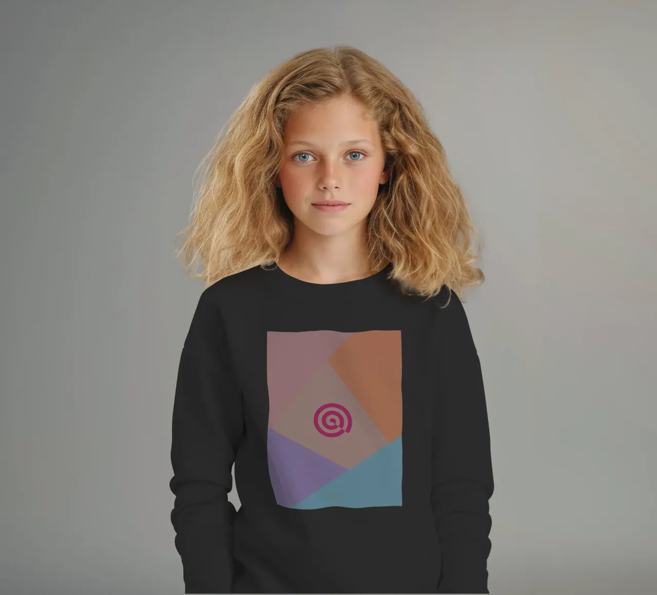 Forme geometriche colorate e una spirale rosa felpa bambino da Something for you