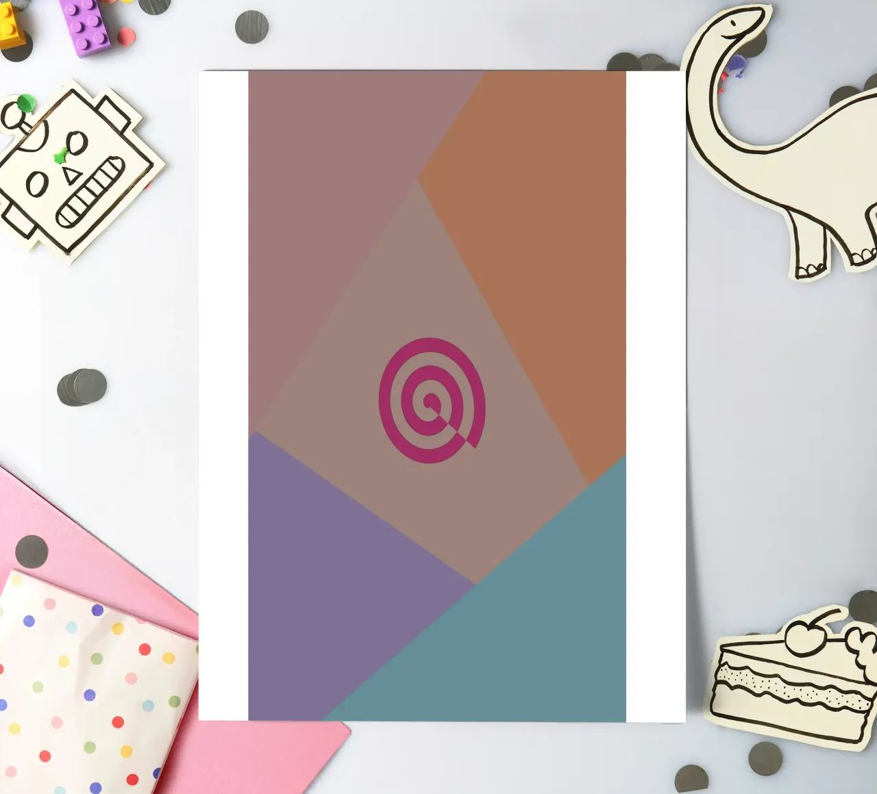 Forme geometriche colorate e una spirale rosa foglio adesivo da Something for you