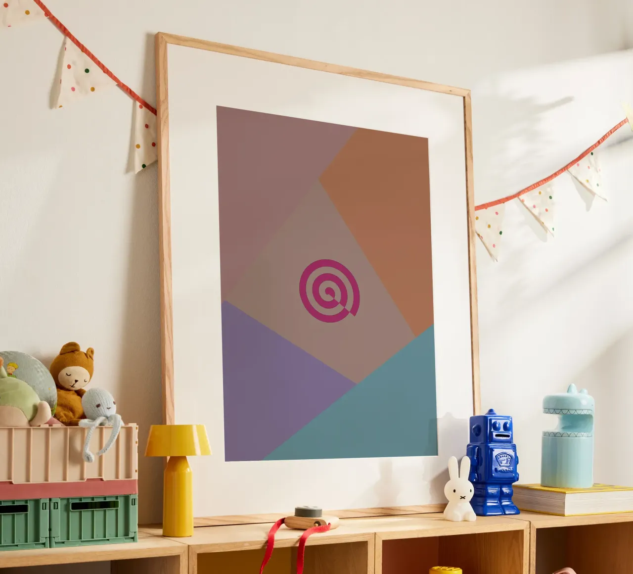 Forme geometriche colorate e una spirale rosa carta hahnemühle da Something for you