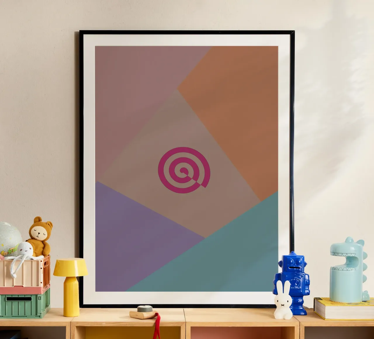 Forme geometriche colorate e una spirale rosa carta hahnemühle da Something for you