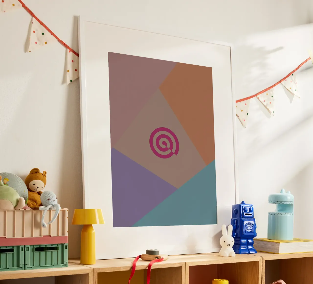 Forme geometriche colorate e una spirale rosa carta hahnemühle da Something for you