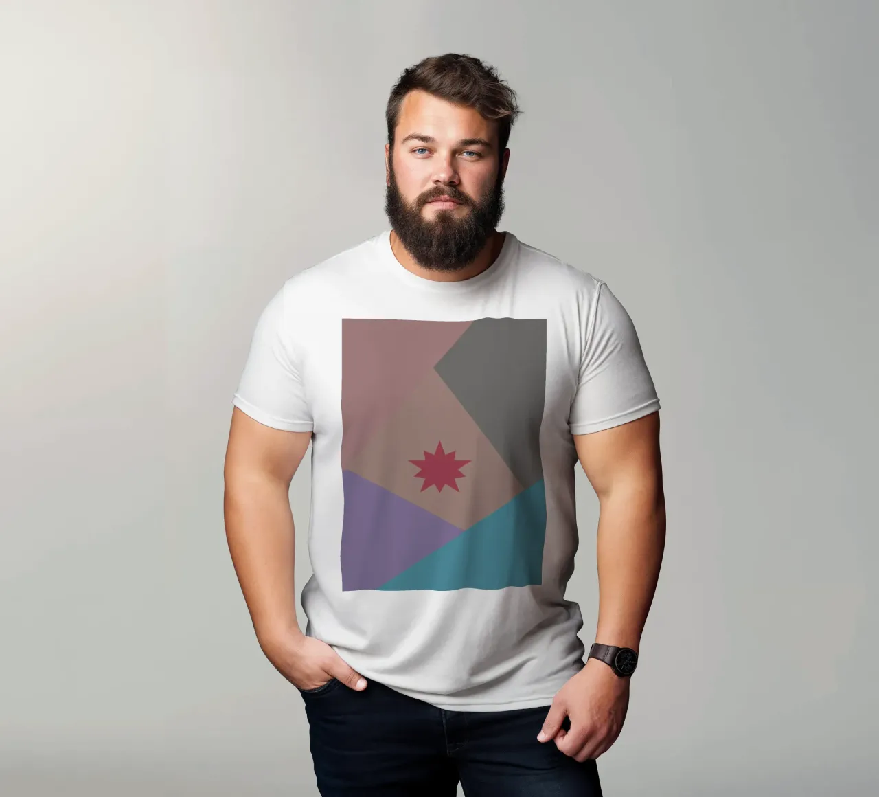 Forme geometriche colorate e una stella rosa t-shirt da Something for you