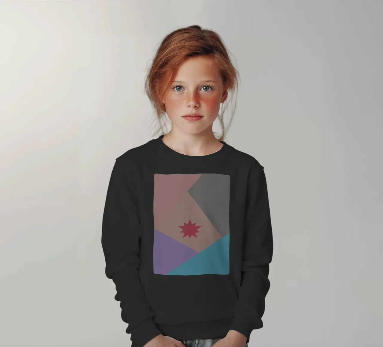 Forme geometriche colorate e una stella rosa felpa bambino da Something for you