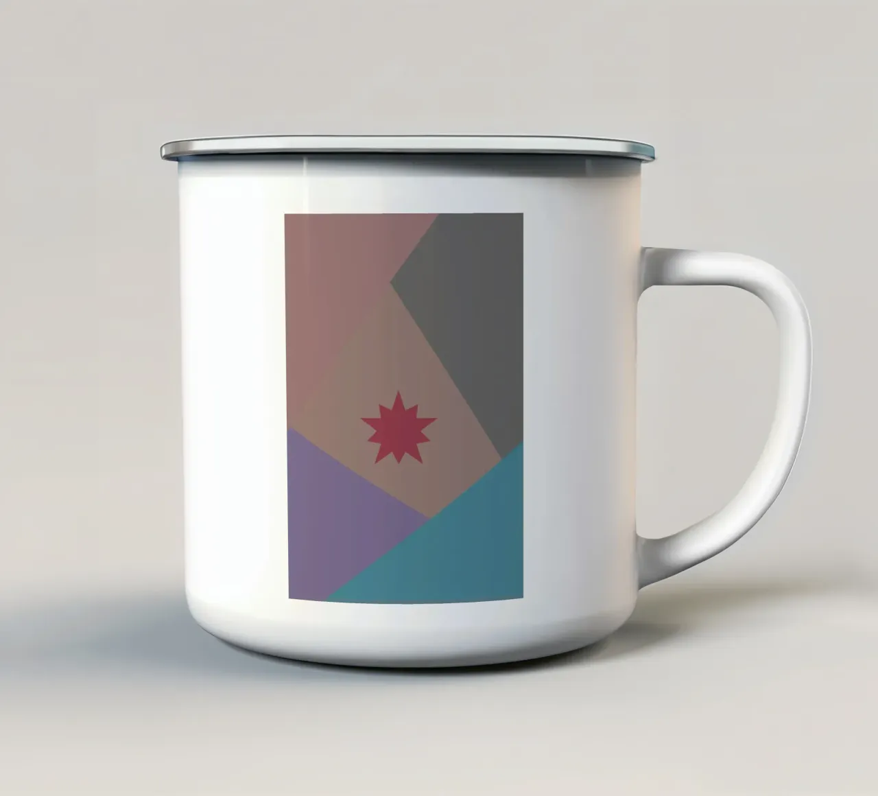 Forme geometriche colorate e una stella rosa tazza in smalto da Something for you