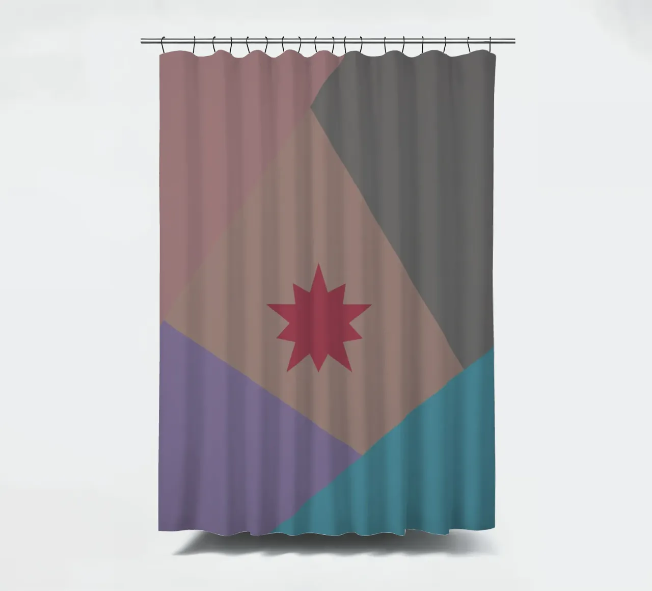Forme geometriche colorate e una stella rosa tenda da doccia da Something for you