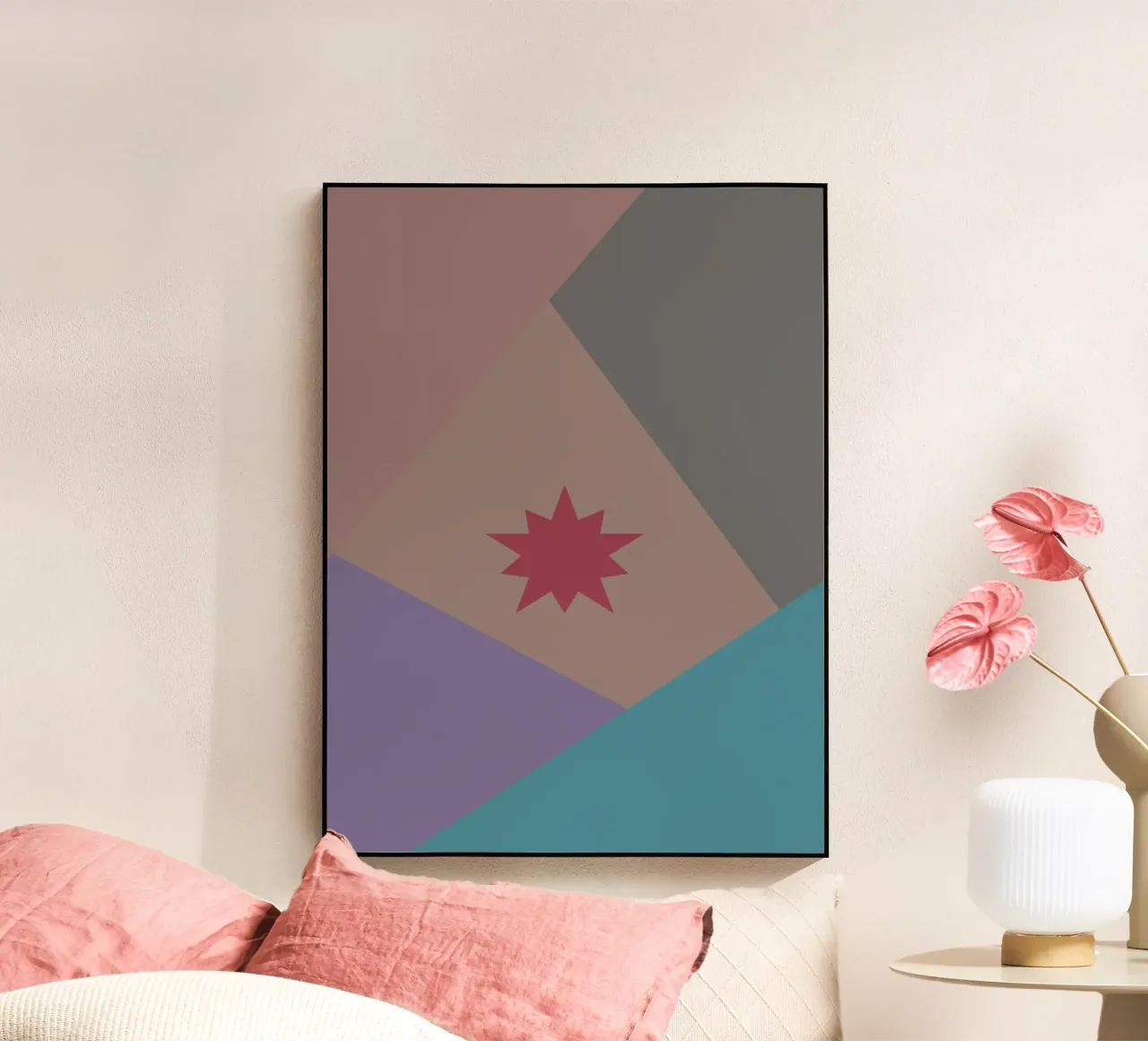 Forme geometriche colorate e una stella rosa plexiglass da Something for you
