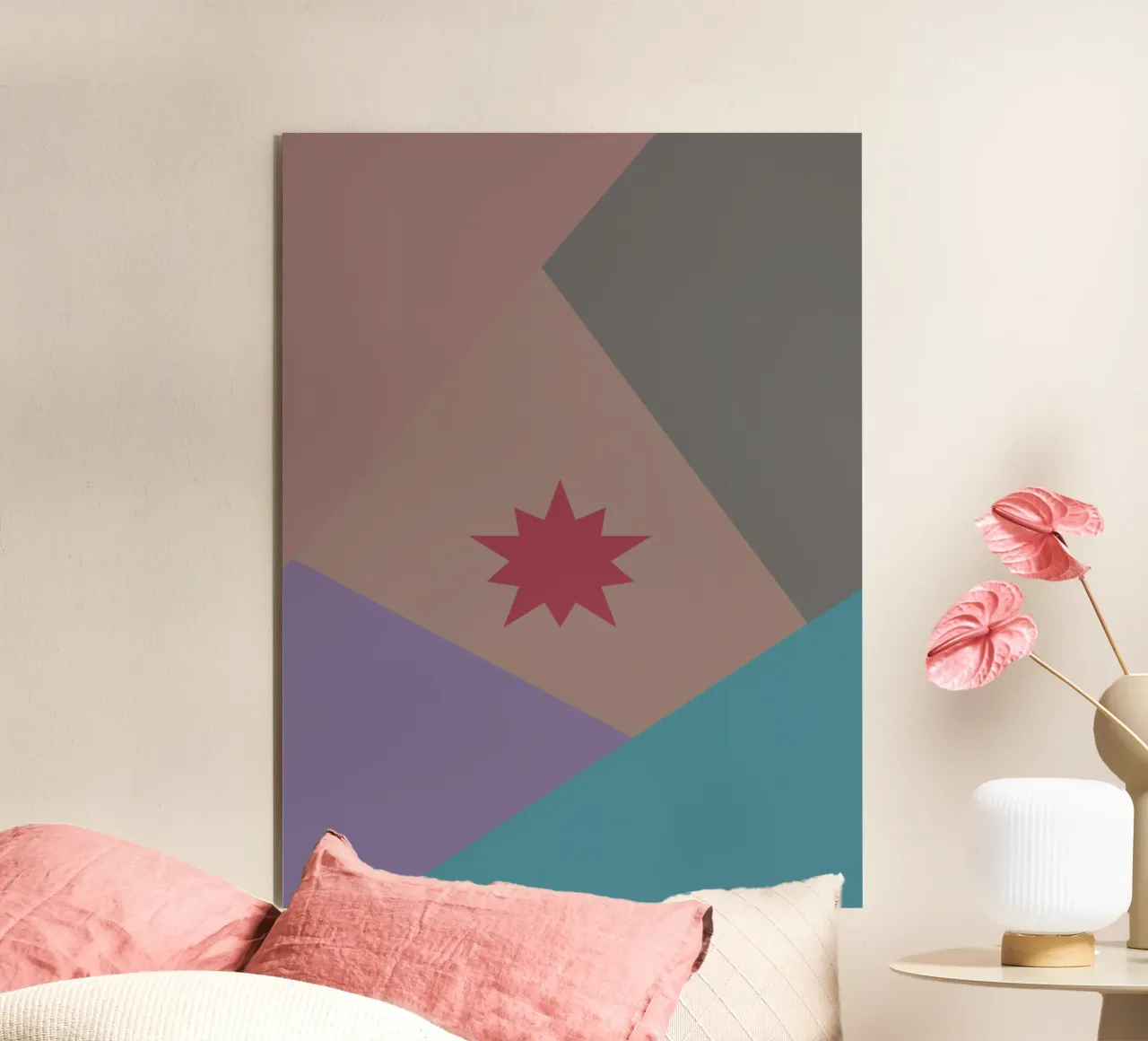 Forme geometriche colorate e una stella rosa alluminio dibond da Something for you