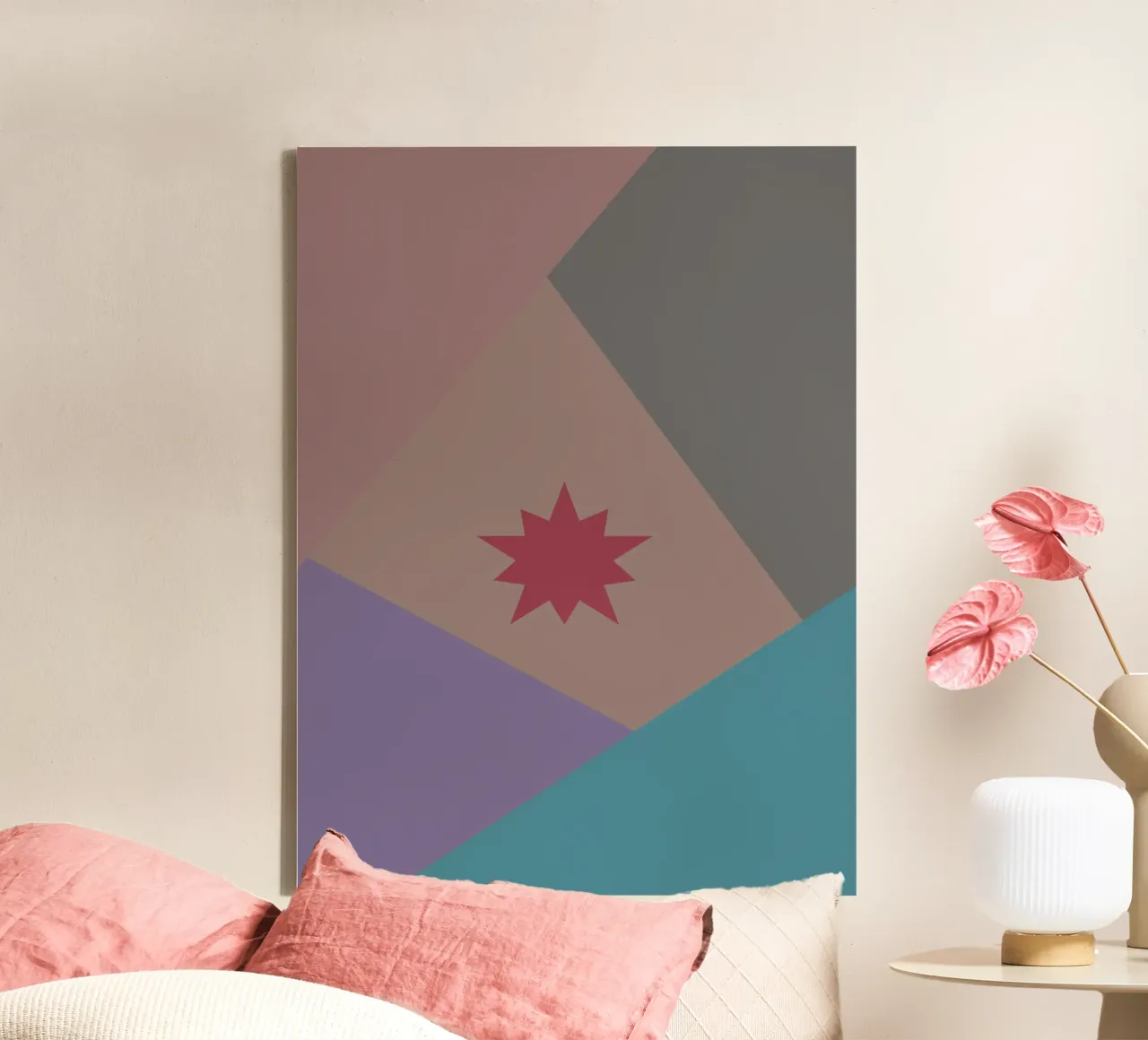 Forme geometriche colorate e una stella rosa tela da Something for you