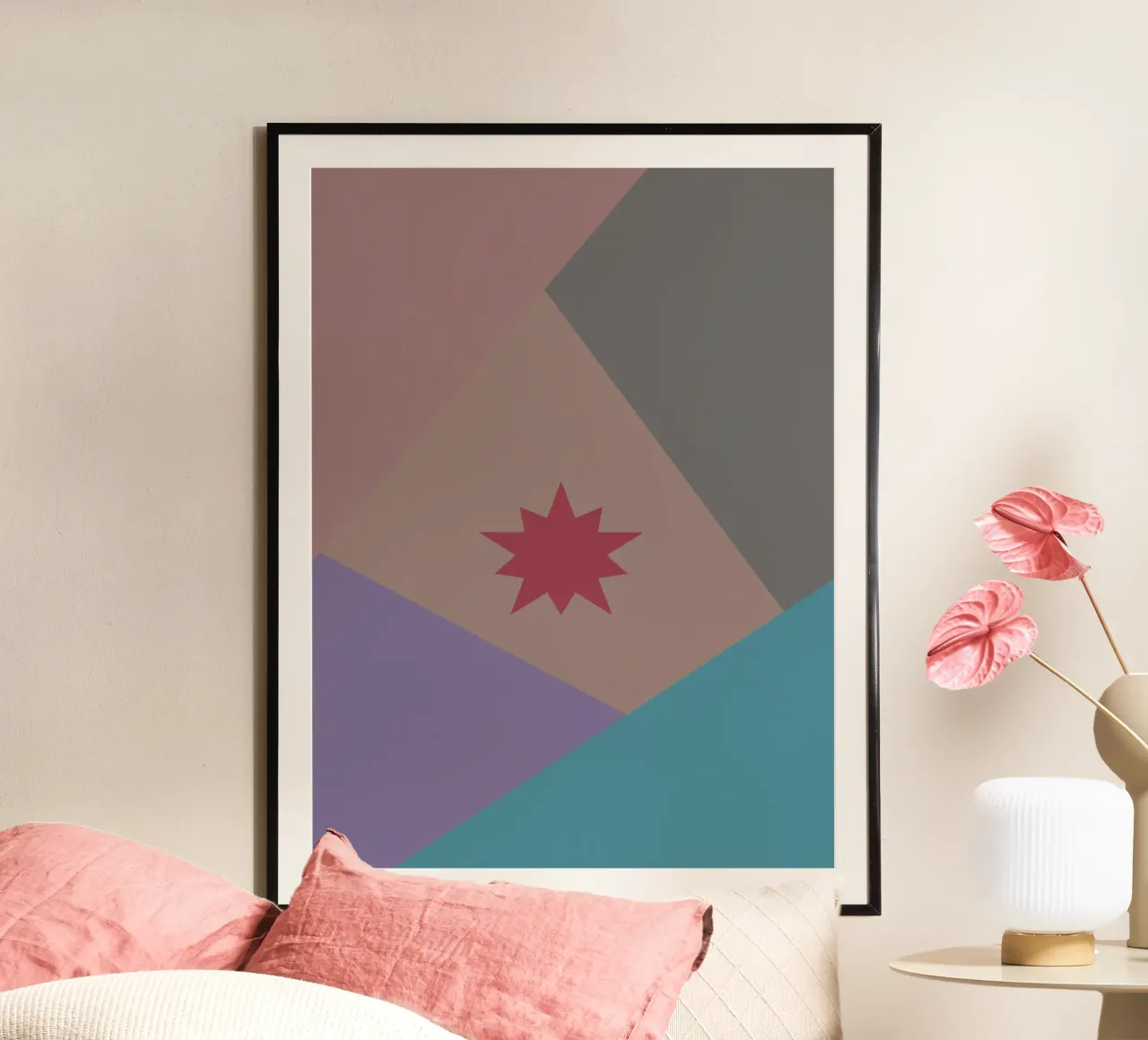 Forme geometriche colorate e una stella rosa poster da Something for you